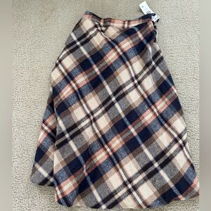 Plaid Wool Blend Skirt